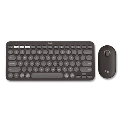 Pebble 2 Wireless Keyboard And Optical Mouse Combo, 2.4 Ghz Frequency/32.8" Wireless Range, Tonal Graphite