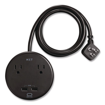 2-outlet Plus Usb Surge Protector, 2 Ac Outlets/3 Usb Outlets, 5 Ft Cord, 500 J, Black