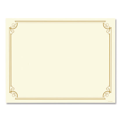 Golden Scroll Frame Foil Certificate, 11 X 8.5, Beige With Gold Scroll Border, 12/pack