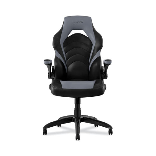 Vortex Bonded Leather Gaming Chair, Supports Up To 301 Lbs, 17.9" To 21.6" Seat Height, Gray/black Back, Black Base