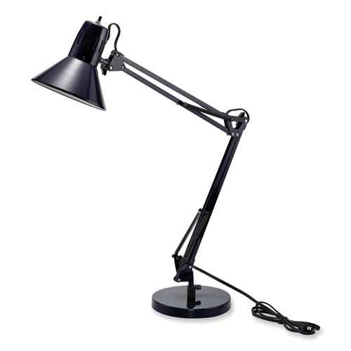 Swing Arm Desk Lamp, Multi-pivot Neck, 28.35" High, Black Base