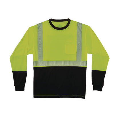 Glowear 8281bk Class 2 Long Sleeve Shirt With Black Bottom, X-large Long, Lime