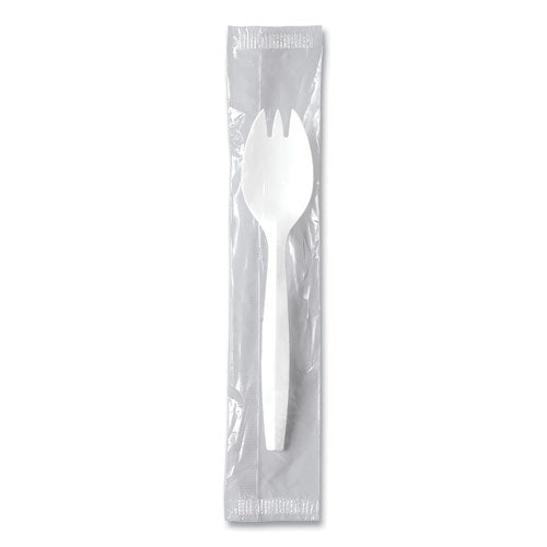 Regal Mediumweight Cutlery, Individually Wrapped, Spork, Plastic, White, 1,000/carton