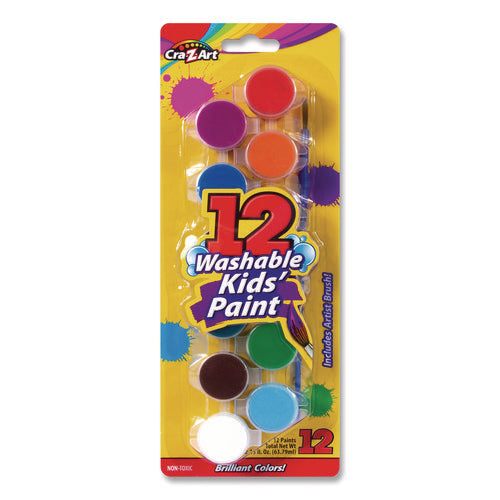 Washable Kids' Paint Set, With Artist Brush, 12 Assorted Colors/pack