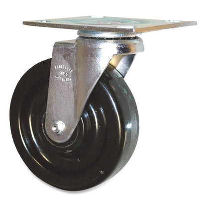 5-inch Swivel Plate Caster, 4.5" X 3.75" Plate Stem, Black