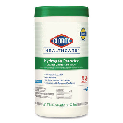 Hydrogen Peroxide Cleaner Disinfectant Wipes, 6.75 X 9, White, 95/canister