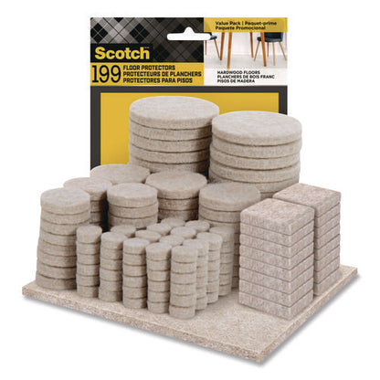 Felt Pad Protectors, Assorted Sizes And Shapes, Beige, 199/pack