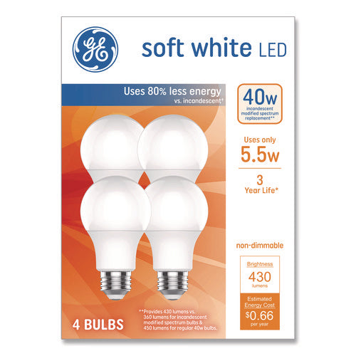 Classic Led Sw Non-dim A19 Light Bulb, 5.5 W, Soft White, 4/pack