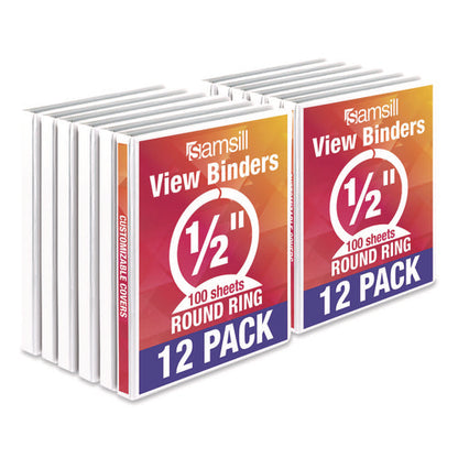 Economy Round Ring View Binders, 3 Rings, 0.5" Capacity, 11.5 X 8.5, White, 12/carton