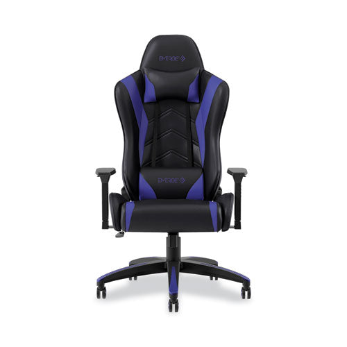 Vartan Bonded Leather Gaming Chair, Supports Up To 275 Lbs, Blue/black Seat, Blue/black Back, Black Base