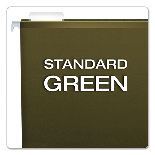 Extra Capacity Reinforced Hanging File Folders With Box Bottom, 3" Capacity, Letter Size, 1/5-cut Tabs, Green, 25/box