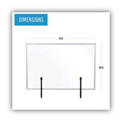 Protector Series Glass Aluminum Desktop Divider, 40.9 X 0.16 X 27.6, Clear