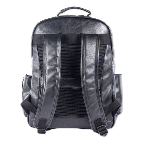 Valais Backpack, Fits Devices Up To 15.6", Leather, 5.5 X 5.5 X 16.5, Black