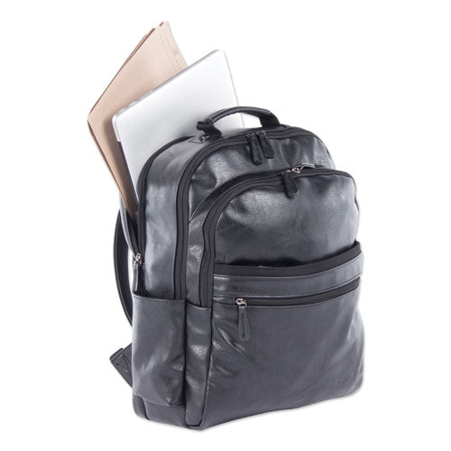Valais Backpack, Fits Devices Up To 15.6", Leather, 5.5 X 5.5 X 16.5, Black