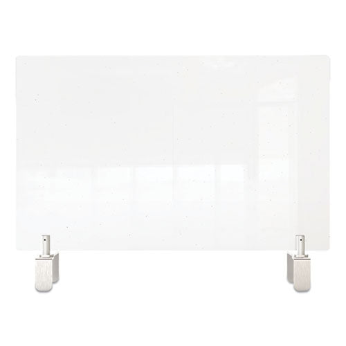 Clear Partition Extender With Attached Clamp, 36 X 3.88 X 24, Thermoplastic Sheeting