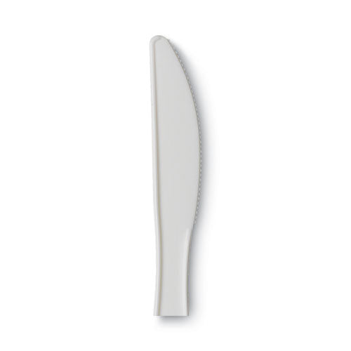 Plastic Cutlery, Mediumweight Knives, White, 1,000/carton