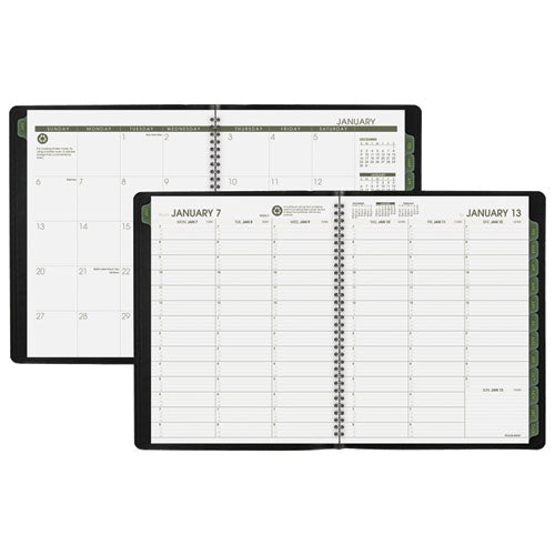 Recycled Weekly Vertical-column Format Appointment Book, 11 X 8.25, Black Cover, 12-month (jan To Dec): 2024