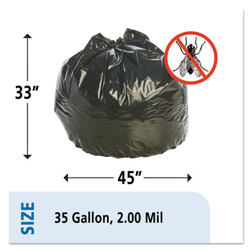 Insect-repellent Trash Bags, 35 Gal, 2 Mil, 33" X 45", Black, 80/box