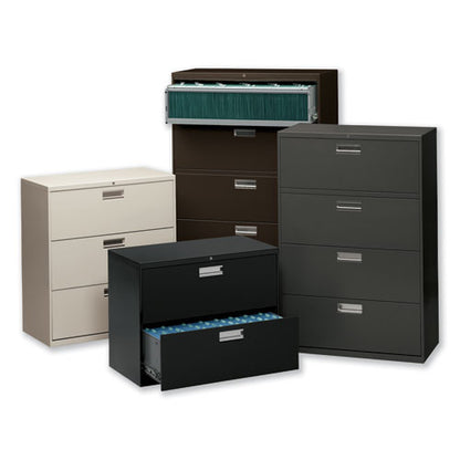 Brigade 600 Series Lateral File, 4 Legal/letter-size File Drawers, 1 Roll-out File Shelf, Putty, 36" X 18" X 64.25"