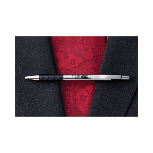 F-301 Ballpoint Pen, Retractable, Bold 1.6 Mm, Black Ink, Stainless Steel/black Barrel, 12/pack