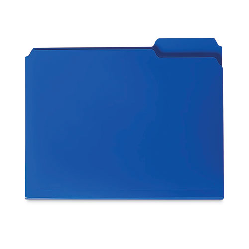 Top Tab Poly Colored File Folders, 1/3-cut Tabs: Assorted, Letter Size, 0.75" Expansion, Blue, 24/box