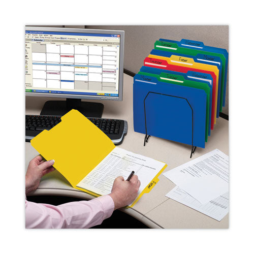 Top Tab Poly Colored File Folders, 1/3-cut Tabs: Assorted, Letter Size, 0.75" Expansion, Blue, 24/box