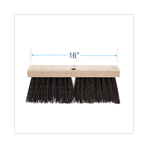 Street Broom Head, 6.25" Brown Polypropylene Bristles, 16" Brush