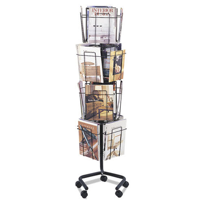 Wire Rotary Display Racks, 16 Compartments, 15w X 15d X 60h, Charcoal