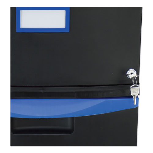 Two-drawer Mobile Filing Cabinet, 2 Legal/letter-size File Drawers, Black/blue, 14.75" X 18.25" X 26"