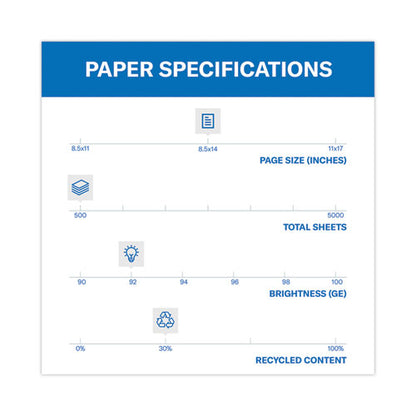 Great White 30 Recycled Print Paper, 92 Bright, 20 Lb Bond Weight, 8.5 X 14, White, 500/ream