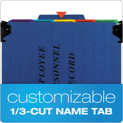 Hanging-style Personnel Folders, 5 Dividers With 1/5-cut Tabs, Letter Size, 1/3-cut Exterior Tabs, Blue