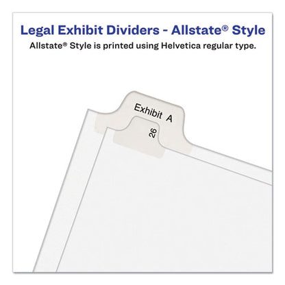 Preprinted Legal Exhibit Side Tab Index Dividers, Allstate Style, 25-tab, 126 To 150, 11 X 8.5, White, 1 Set, (1706)