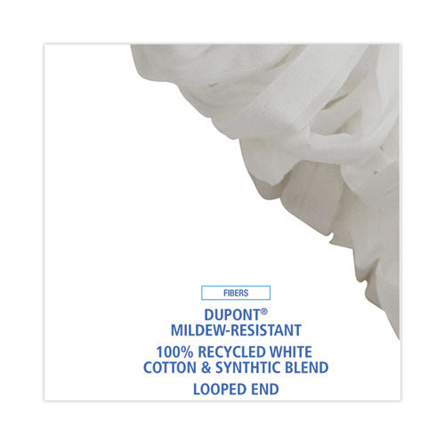 Mop Head, Looped, Enviro Clean With Tailband, Large, White, 12/carton