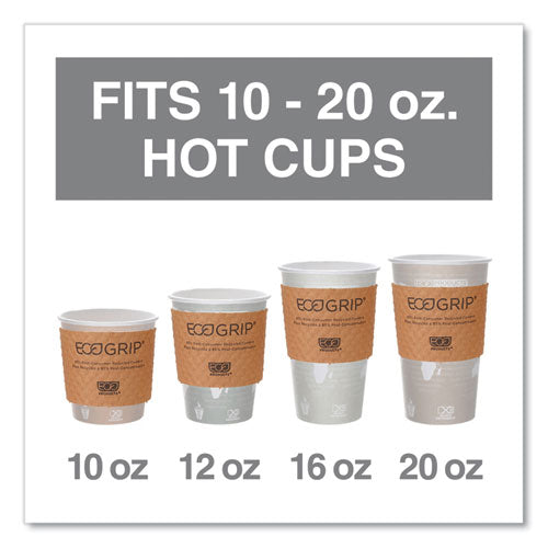 Ecogrip Hot Cup Sleeves - Renewable And Compostable, Fits 12, 16, 20, 24 Oz Cups, Kraft, 1,300/carton