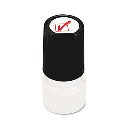Round Message Stamp, Check Mark, Pre-inked/re-inkable, Red