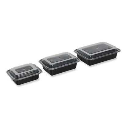 Food Container With Lid, 16 Oz, 7.48 X 5.03 X 2.04, Black/clear, Plastic, 150/carton