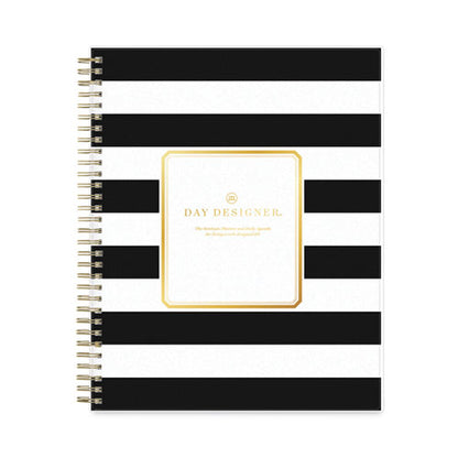 Day Designer Daily/monthly Frosted Planner, Rugby Stripe Artwork, 10 X 8, Black/white Cover, 12-month (july-june): 2023-2024