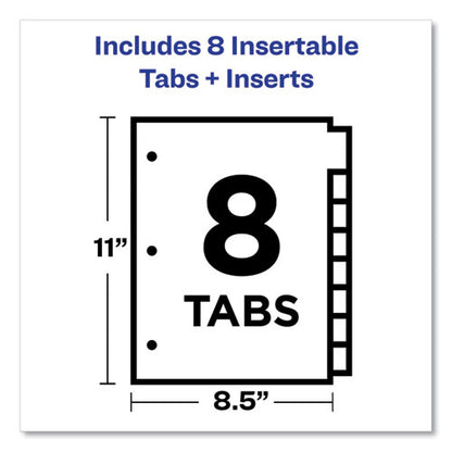 Insertable Big Tab Dividers, 8-tab, Double-sided Gold Edge Reinforcing, 11 X 8.5, White, Clear Tabs, 1 Set