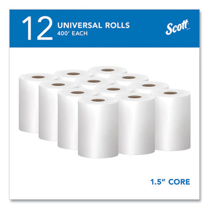 Essential Hard Roll Towels For Business, Absorbency Pockets, 1-ply, 8" X 400 Ft, 1.5" Core, White, 12 Rolls/carton