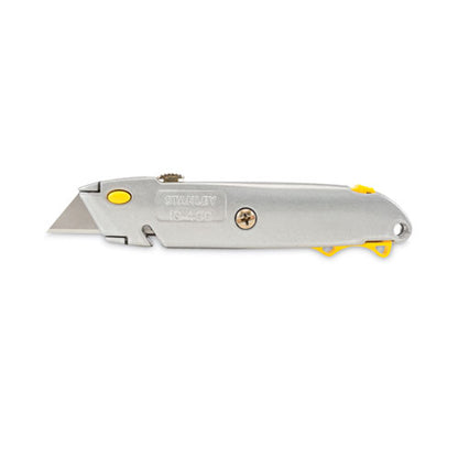 Quick-change Utility Knife With Retractable Blade And Twine Cutter, 6" Metal Handle, Gray