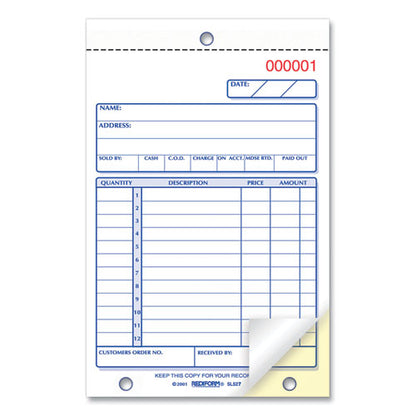 Sales Book, 12 Lines, Two-part Carbonless, 4.25 X 6.38, 50 Forms Total