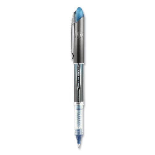 Vision Elite Blx Series Hybrid Gel Pen, Stick, Extra-fine 0.5 Mm, Blue-infused Black Ink, Gray/blue/clear Barrel