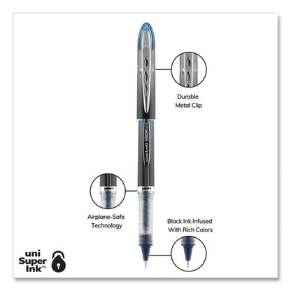 Vision Elite Blx Series Hybrid Gel Pen, Stick, Extra-fine 0.5 Mm, Blue-infused Black Ink, Gray/blue/clear Barrel