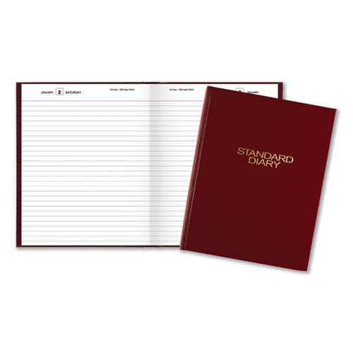 Standard Diary Daily Diary, 2024 Edition, Medium/college Rule, Red Cover, (200) 9.5 X 7.5 Sheets