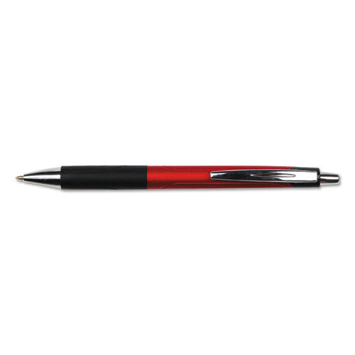 Comfort Grip Ballpoint Pen, Retractable, Medium 1 Mm, Red Ink, Red/black Barrel, Dozen