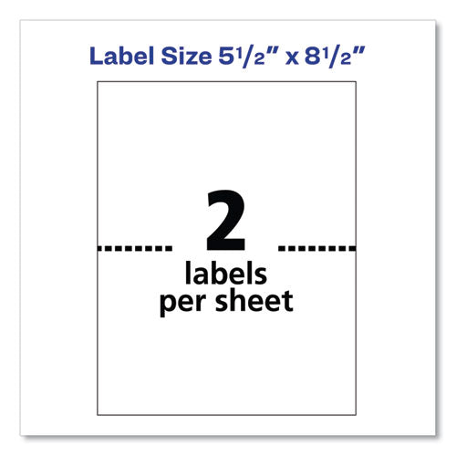 Shipping Labels W/ Trueblock Technology, Inkjet Printers, 5.5 X 8.5, White, 2/sheet, 25 Sheets/pack