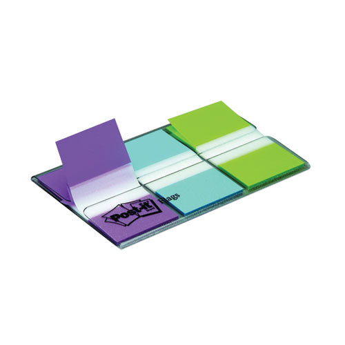 0.94" Wide Flags With Dispenser, Bright Blue, Bright Green, Purple, 60 Flags