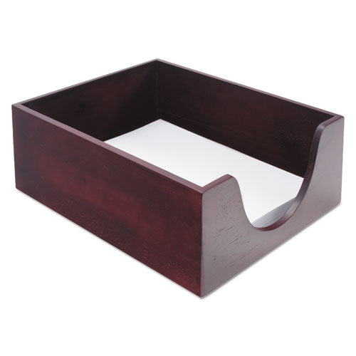 Double-deep Hardwood Stackable Desk Trays, 1 Section, Letter Size Files, 10.13" X 12.63" X 5", Mahogany