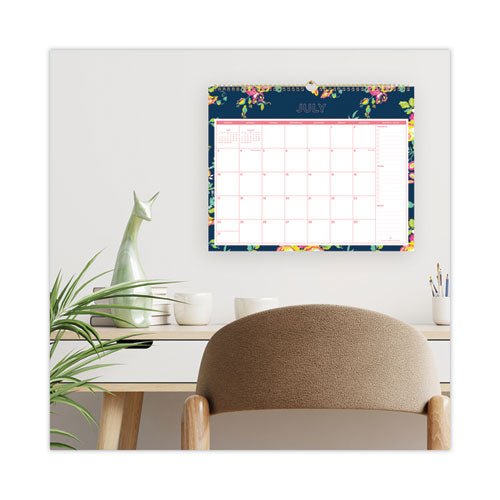 Day Designer Peyton Academic Wall Calendar, Floral Artwork, 15 X 12, White/navy Sheets, 12-month (july To June): 2023 To 2024