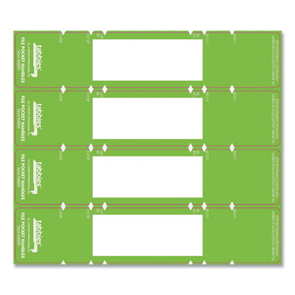 File Pocket Handles, 9.63 X 2, Green/white,  4/sheet, 12 Sheets/pack